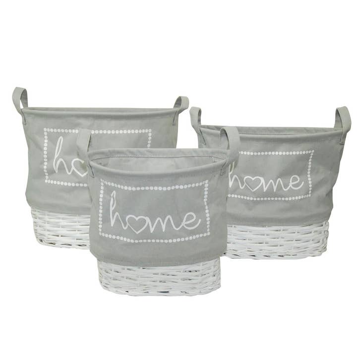 SET 3 PONGOTODOS GRIJS OVAAL 'HOME' voor wholesale door Aktual / Dekora Import S.A