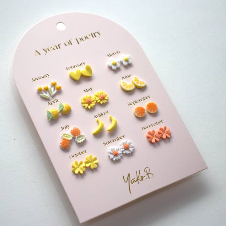 Yuko B - Wholesale Earrings - Kids - Boucles d'oreilles en acier inoxydable pour enfants - Une année de poésie fraîche