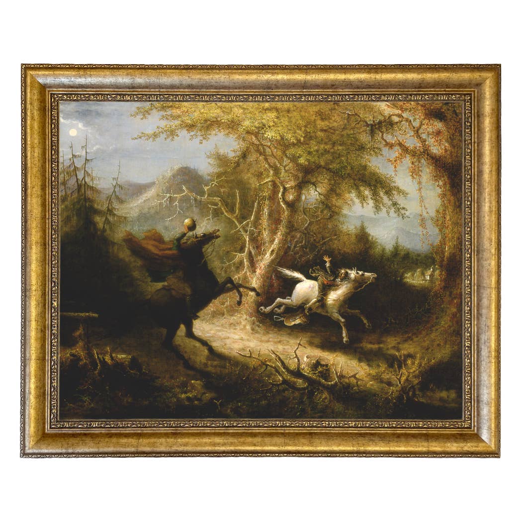 Madison Bay Co. - Historical Home Decor Reproductions - Wholesale Schilderen/Tekenen - Schilderijafdruk van de Ruiter zonder Hoofd die Ichabod Crane Achtervolgt37