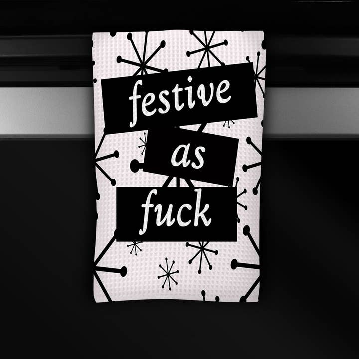 Funny Inappropriate Christmas / Holiday Dish Towel, Kitchen for wholesale by Cleverish Co