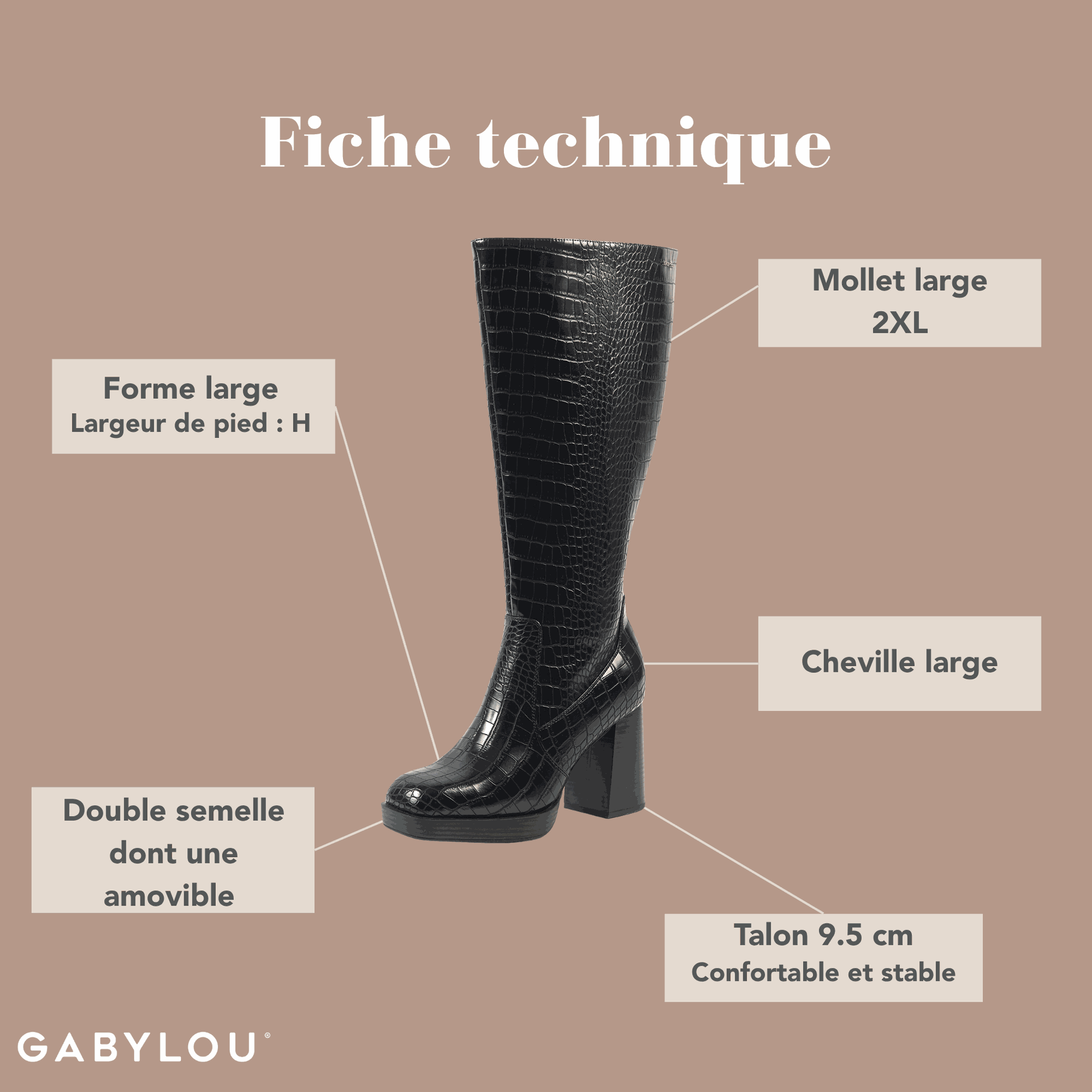 Gabylou - Wholesale Boots - Women's - 2XL Boots for Wide Calves - Model Melissa26