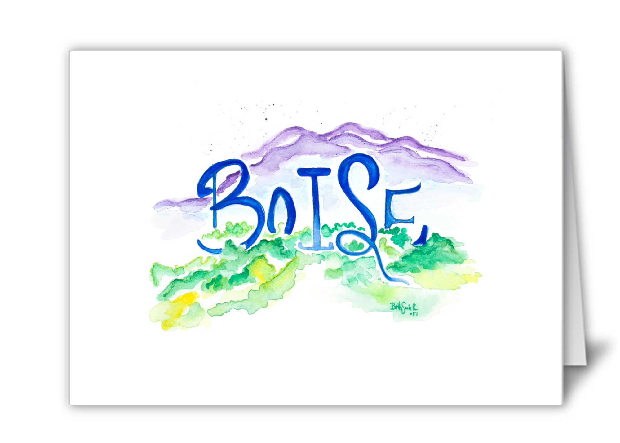 Beth Suter Art - Vente Carte de vœux classique - Carte blanche « Boise in the Trees »0