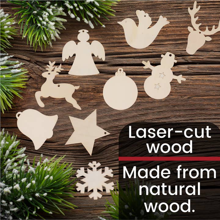 Mandala Crafts - Wholesale Ornament Set - 50 Sets Unfinished Wood Christmas Ornaments for Crafts