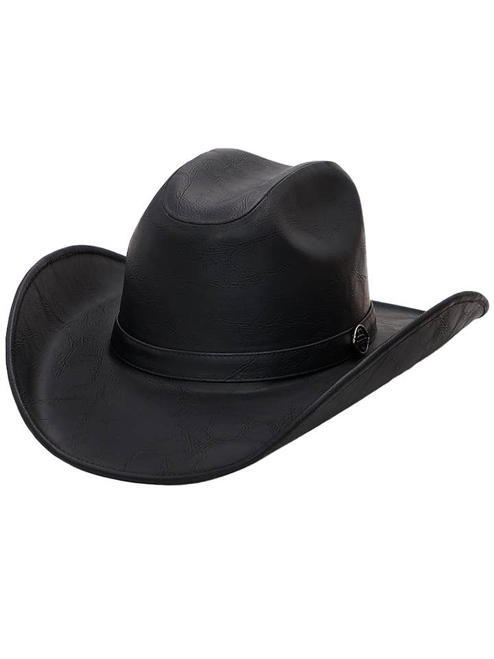 Grainy Faux Leather Original Crafted Cowboy Hat for wholesale by Cap Zone