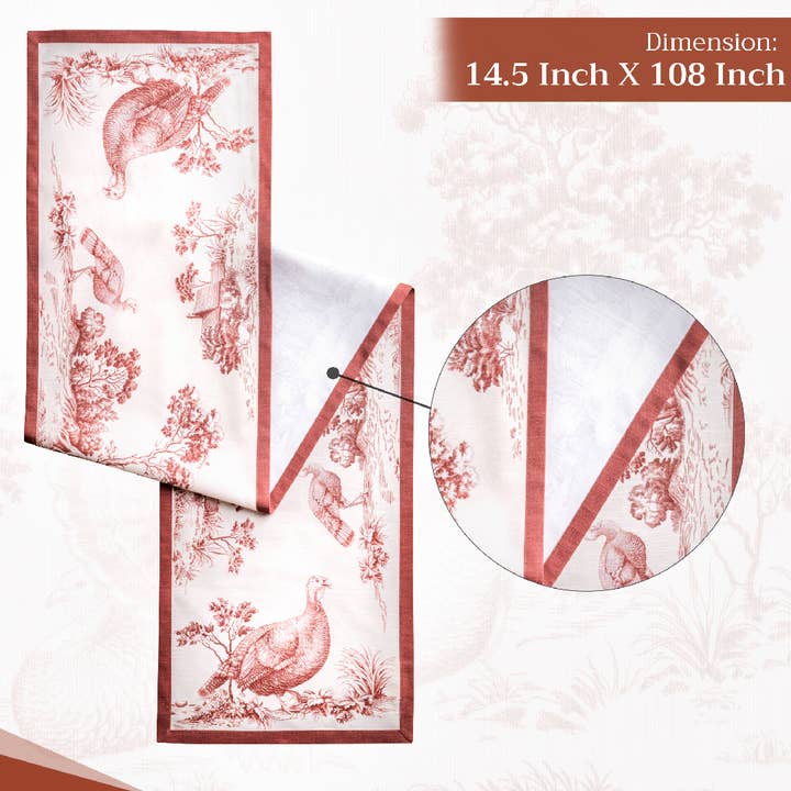 Maison d'Hermine - Design in Every Thread - Wholesale Table Runner - Table Runner 100% Cotton -Single Layer-Fall -Holy Jouy-Brown3