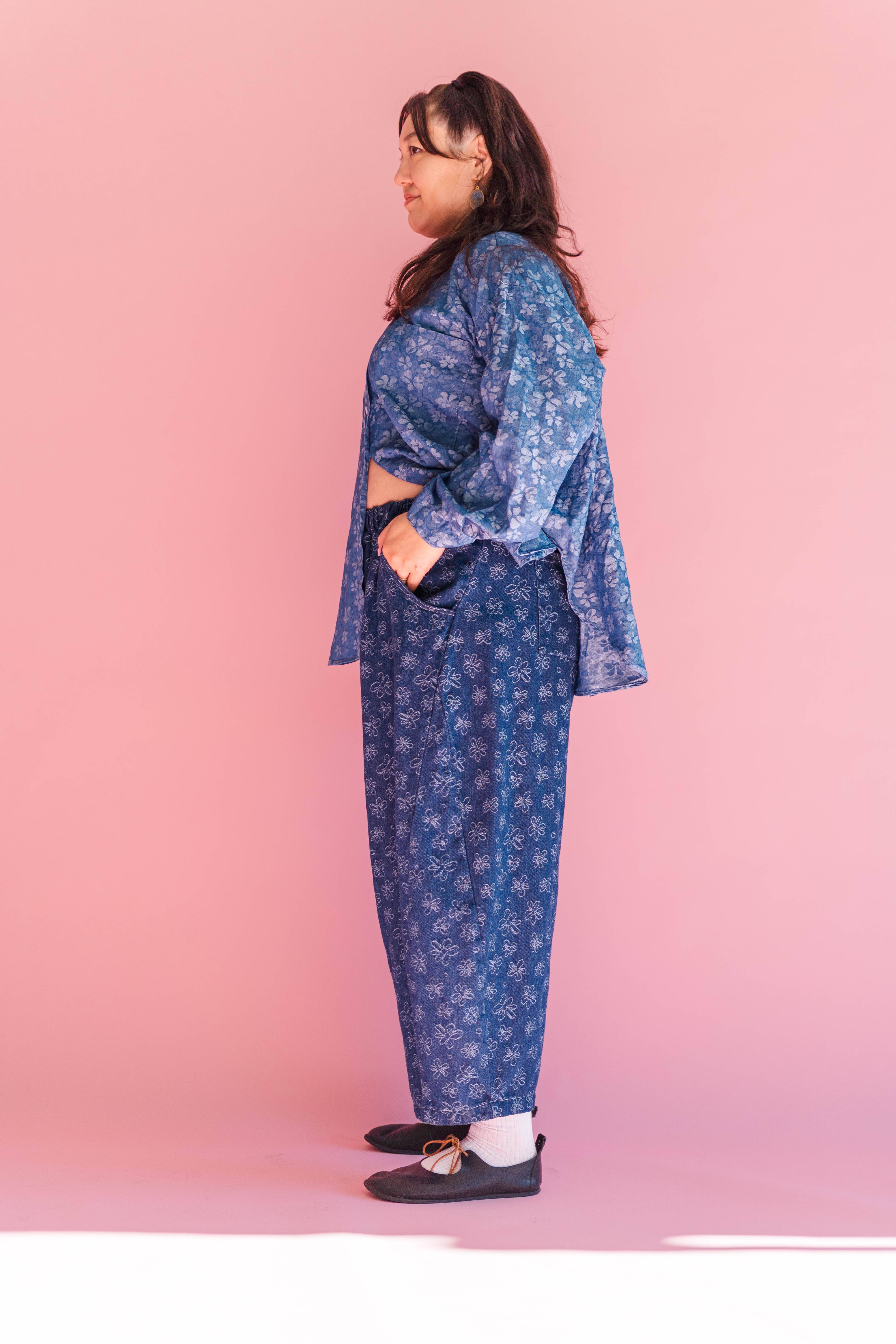 Nettle Studios - Wholesale Pants - Unisex - Size Inclusive Gender Neutral Dark Daisy Denim Balloon Pant15