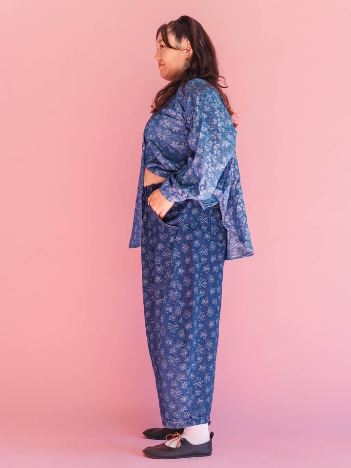 Nettle Studios - Wholesale Pants - Unisex - Size Inclusive Gender Neutral Dark Daisy Denim Balloon Pant15