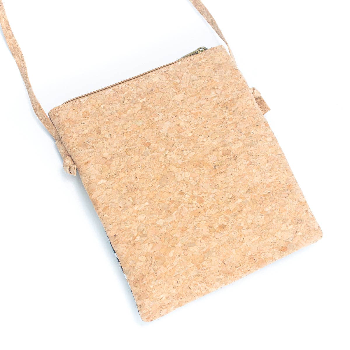 Meninas Bonitas Cork - Wholesale Crossbody Bag - Women's - Natural cork Patterned double zipper crossbody bag BAG-22655