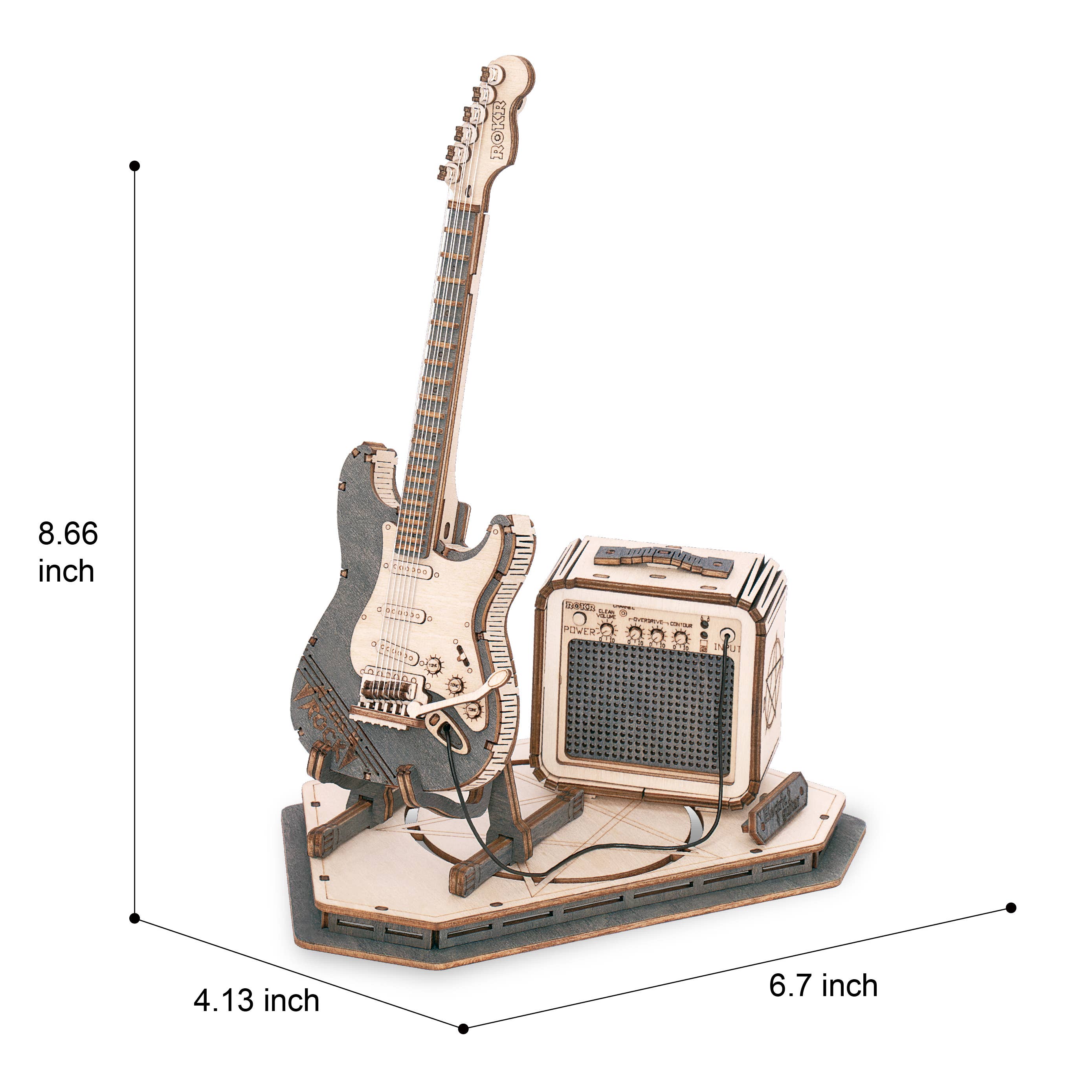 Hands Craft - Wholesale Puzzle - Kids - 3D Laser Cut Wooden Puzzle: Electric Guitar1