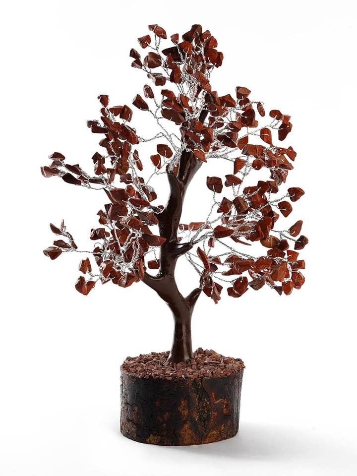 Red Jasper Crystal Tree (300 chips Silver wire Tree) for wholesale by AmazeU