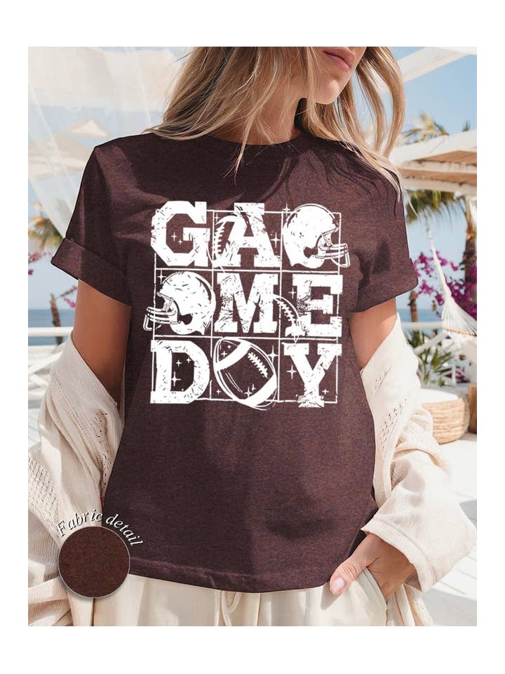 COLORBEAR - Wholesale T-Shirt (Graphic) - Women's - Distressed Game Day Graphic Heavy Cotton Tee7
