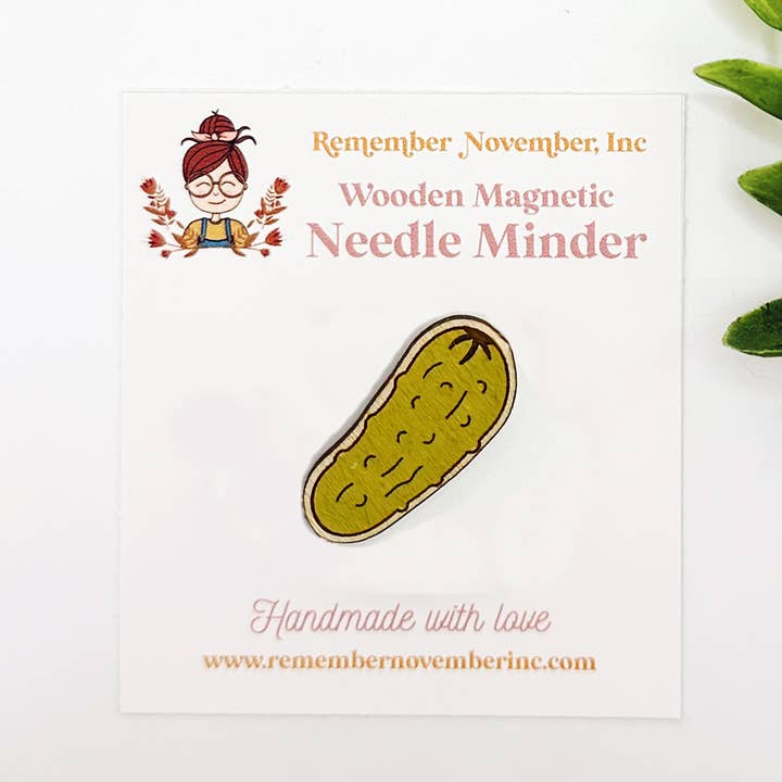 Pickle Needle Minder, Wooden Magnetic Needle Minder for wholesale by Remember November, Inc