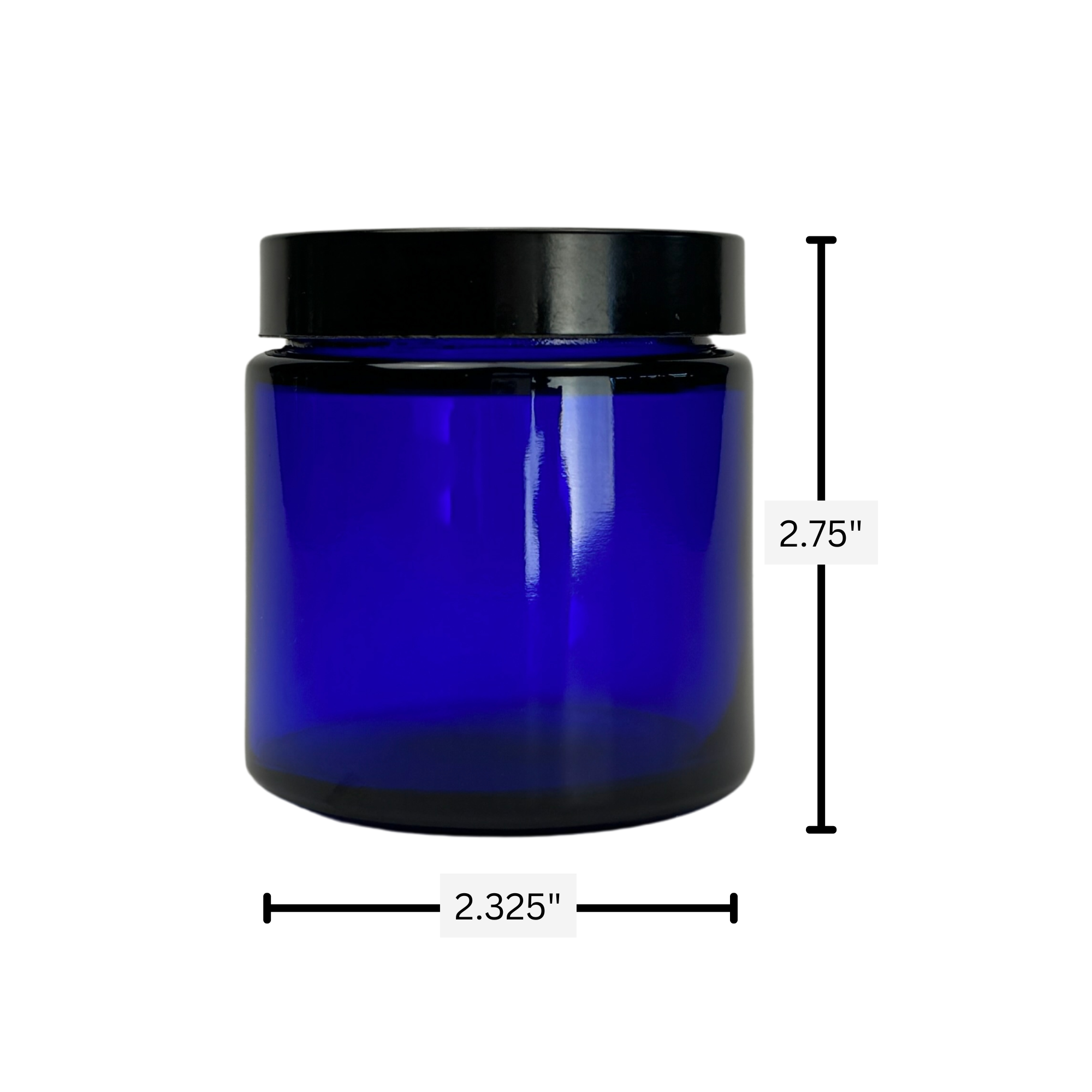 The Bottle Shoppe - Wholesale Jar - 4oz Cobalt Blue Glass Jar with Black PP Lid   1