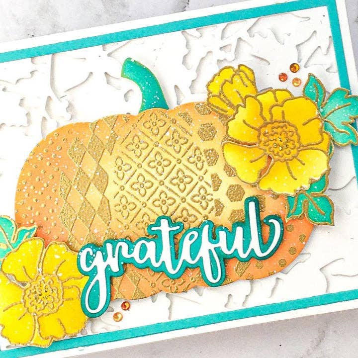 Honey Bee Stamps - Wholesale Stencil/Craft Die - Patchwork Pumpkin - Set of 2 - 6x6" Coordinating Stencils2