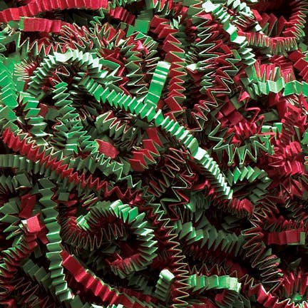 Crinkle Cut Shred Gift Basket Fill - Red & Green 40lb for wholesale by Willow Group