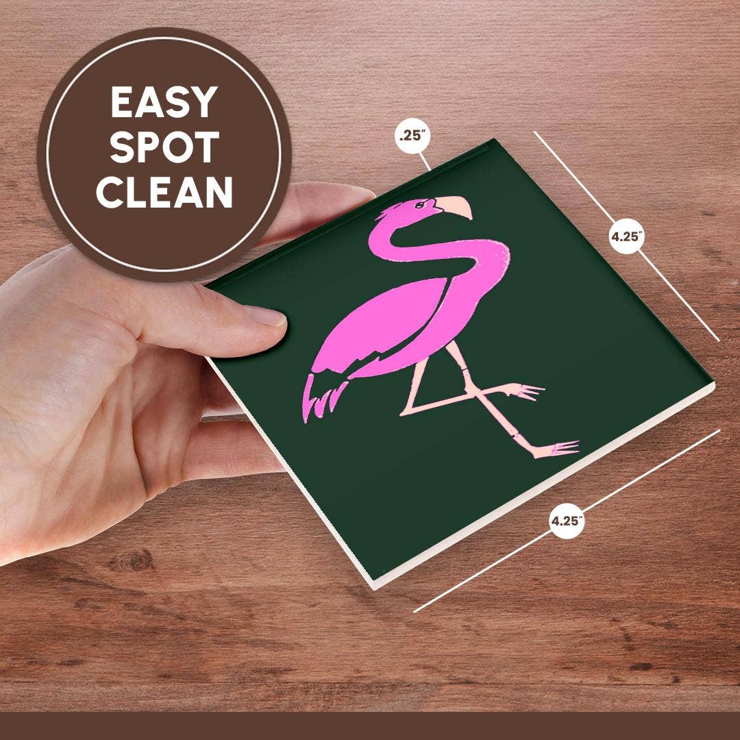 3dRose – Großhandel Untersetzer – 3dRose, Hellrosa Flamingo auf schwarzem Hintergrund, Untersetzer6