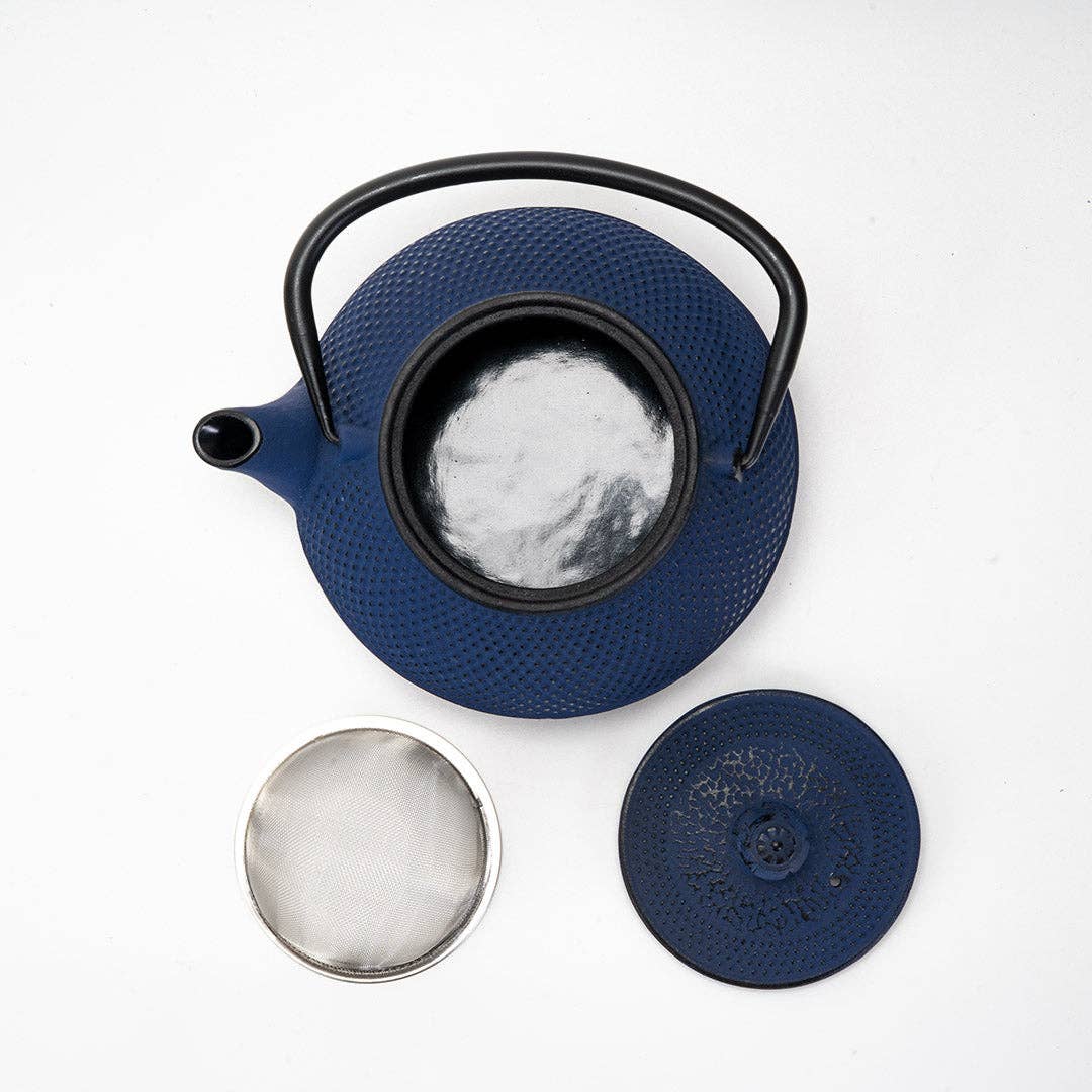 Urban Tokyo - Wholesale Tea Pot - Navy Blue Hobnail Design 27oz Cast Iron Tea Pot (1/8)5