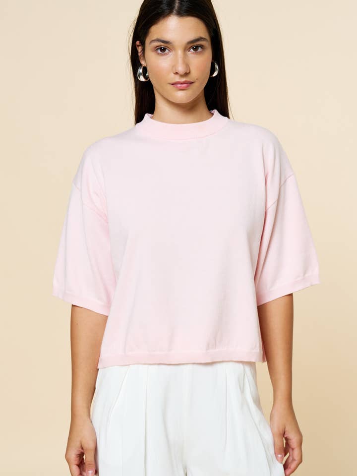 Soft Ribbed Short Sleeve Sweater Top for wholesale by Lalavon