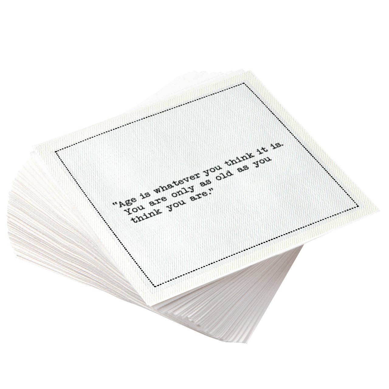 Five Star Napkins Inc. - Wholesale Disposable Napkin - Birthday Quotes  - White Cotton Cocktail Napkins 50x3