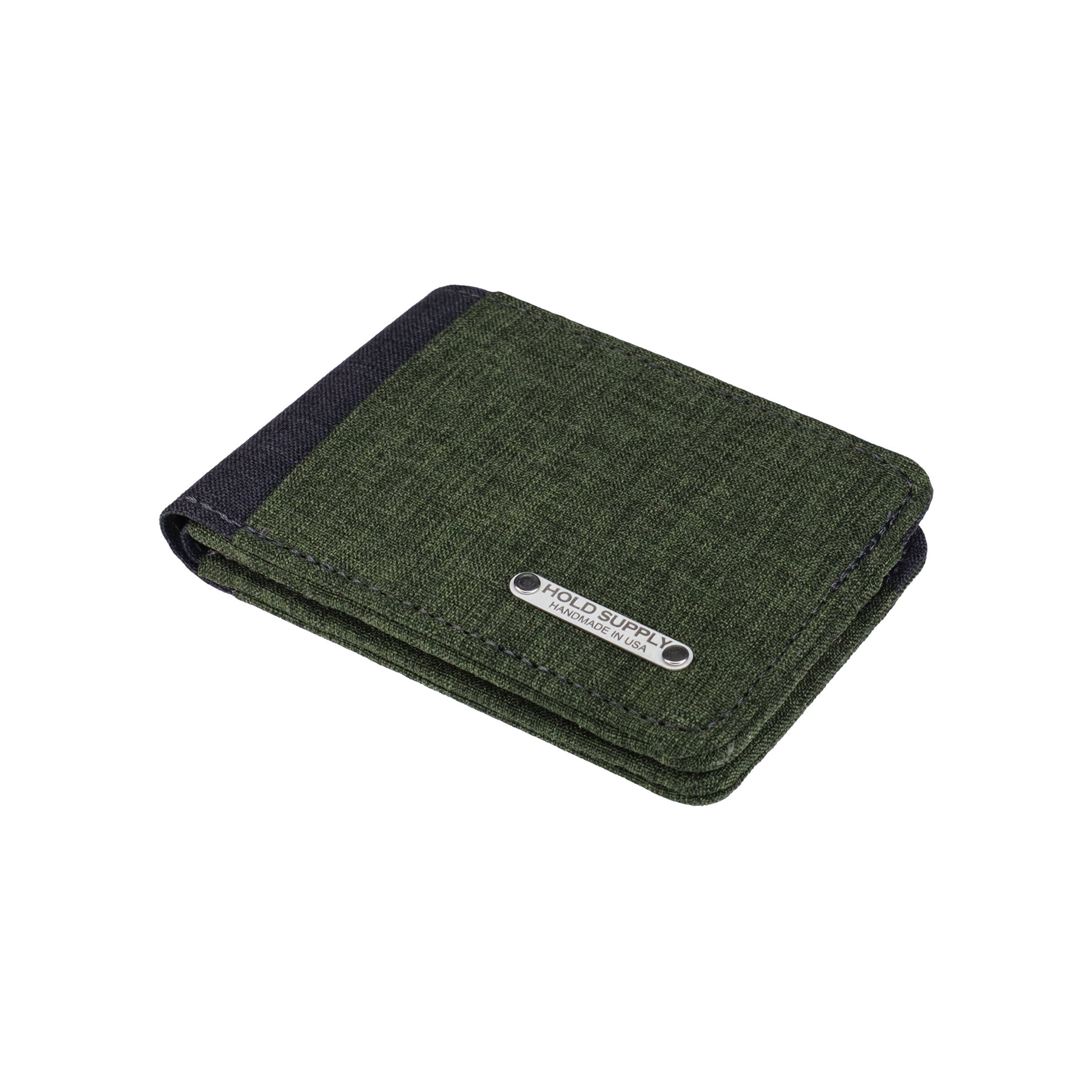 HOLD SUPPLY - Wholesale Wallet - Men's - Green and Gray Fabric Bifold Wallet, Men's Billfold Wallet3