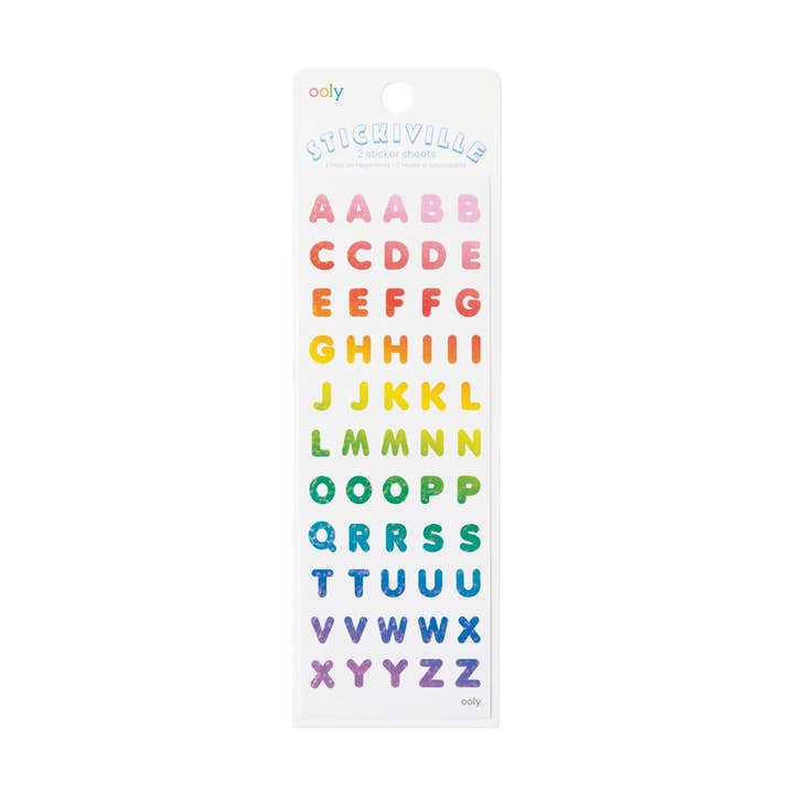 OOLY - Wholesale Sticker - Kids & Baby - Stickiville Stickers: Rainbow Letters - Skinny (2 Sheets)