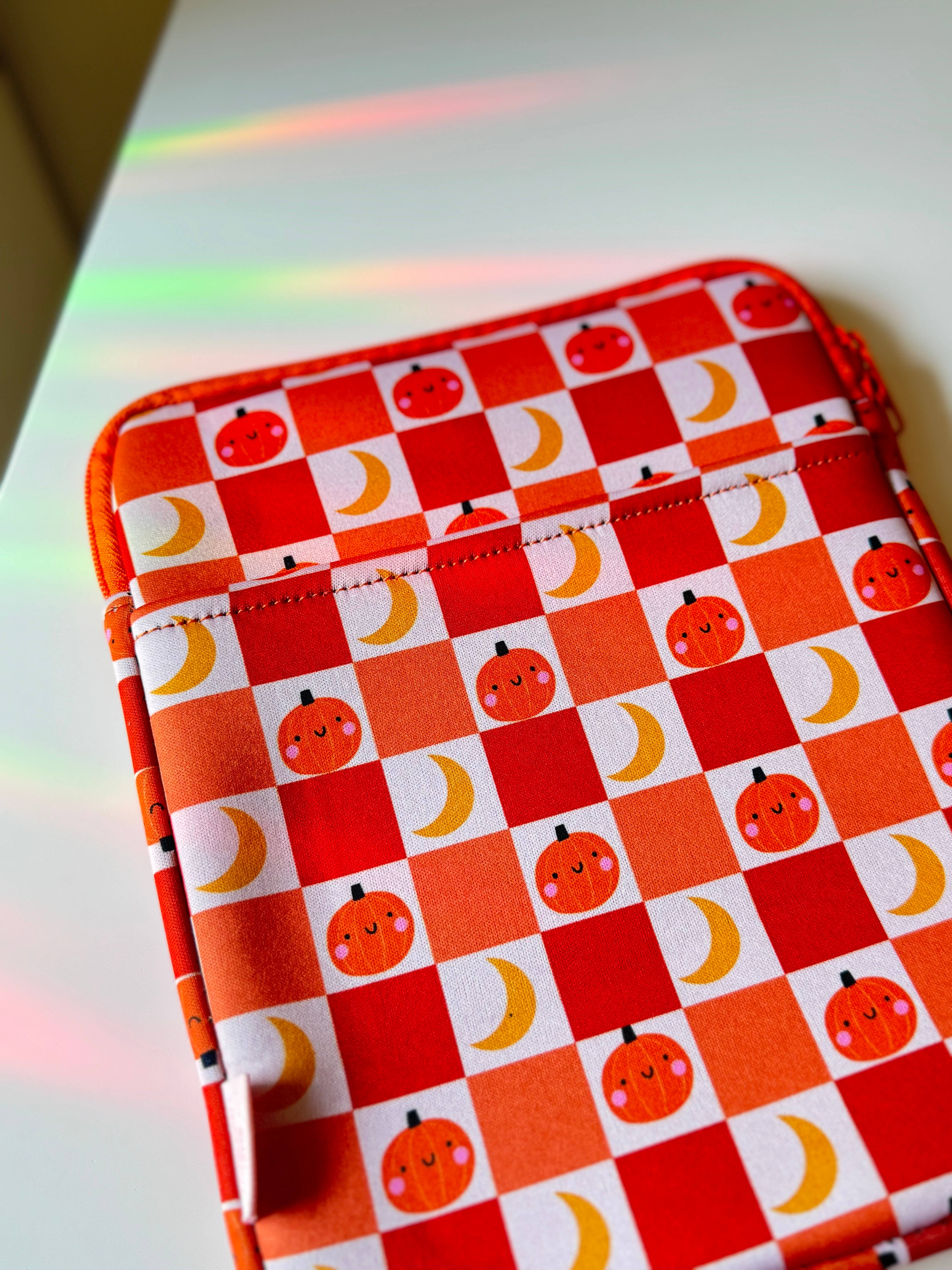 CrescentCatCo - Wholesale Book Cover - Cute Pumpkin Halloween Book & Kindle Pouch, Zipper & Pocket1