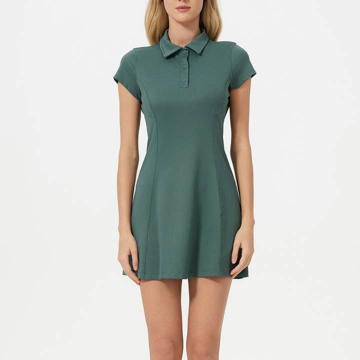 Sodalemon - Wholesale Athletic dress – Women′s - Women Lapel Short Sleeve Elastic Polo Golf Sports Dress7