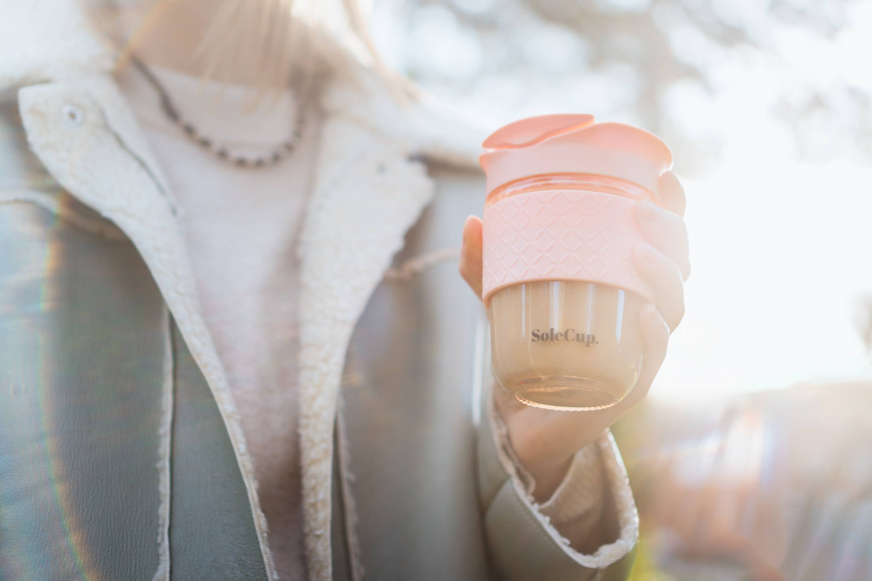 SoleCup - Venta al por mayor Vaso termo - Taza de viaje de vidrio reutilizable SoleCup - 340 ml con banda de silicona10