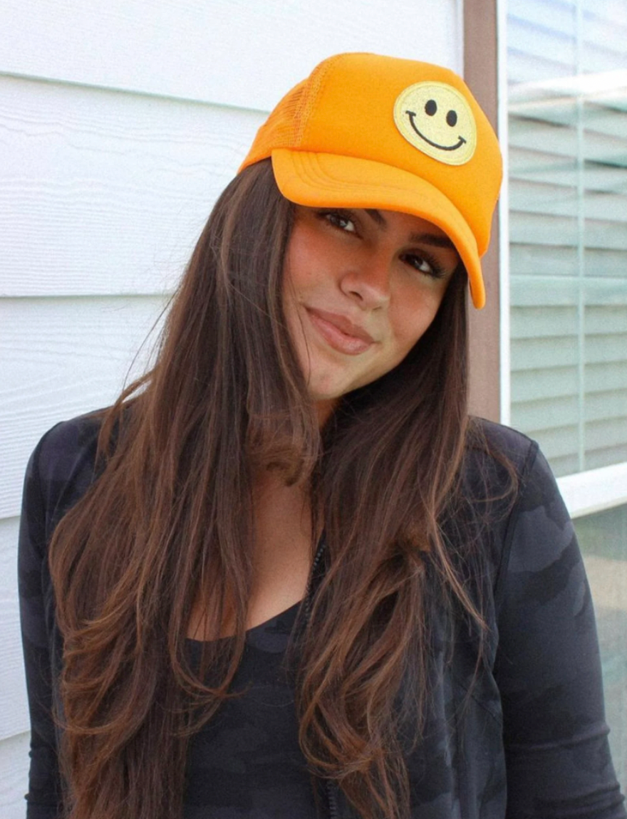 Electric Feels Company - Wholesale Trucker Hat - Women's - Glitter Smiley Face Trucker Hat | Summer Hat3