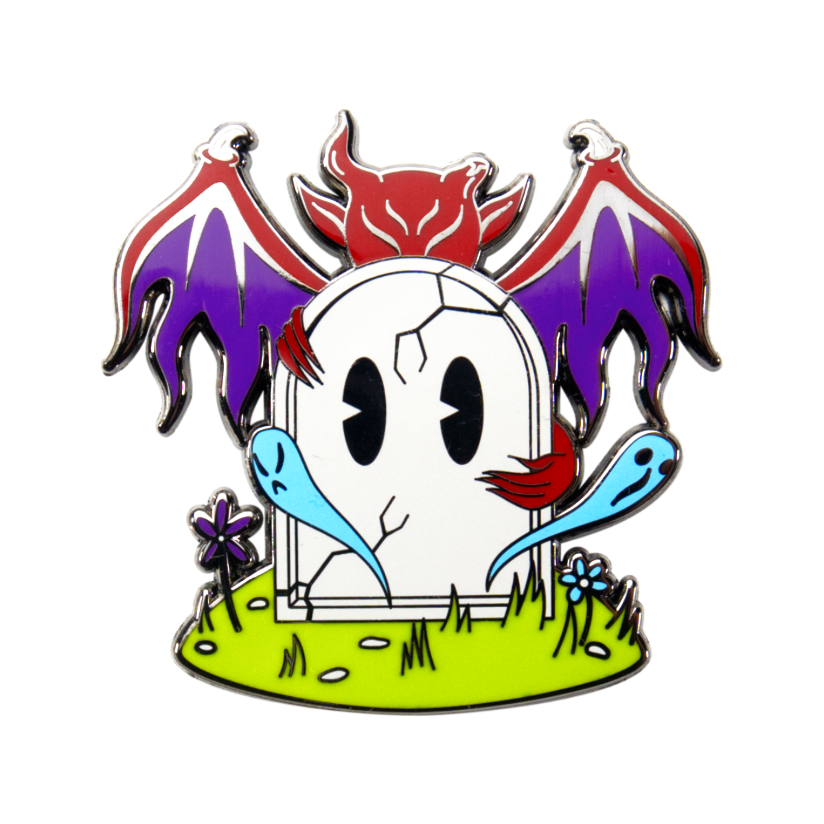Warm People - Wholesale Lapel Pin/Button - Grave Guardian - Tombstone Demon Enamel Pin0