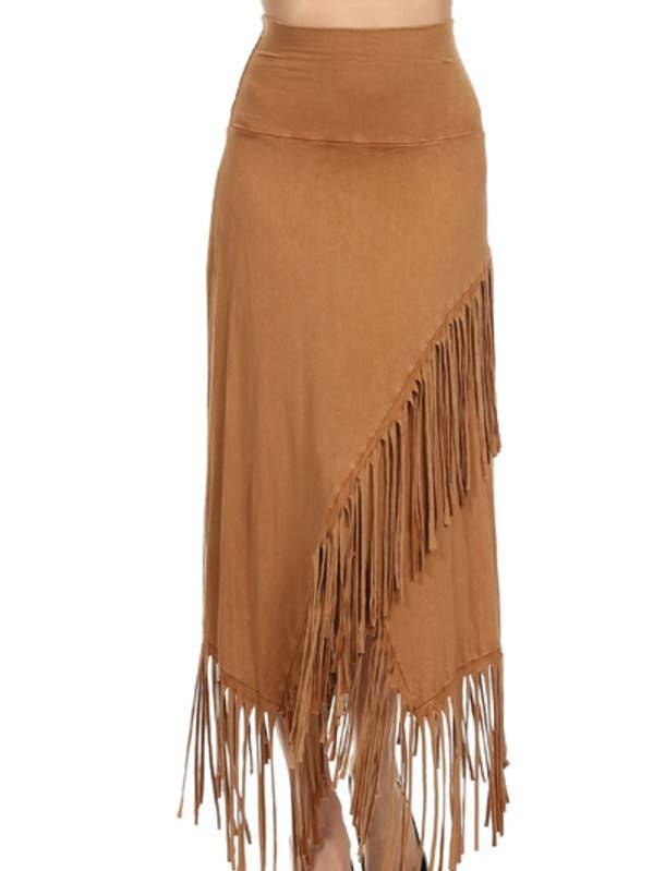 T-Party – wholesale Skirt – Women’s – Mineral Wash High Low Diagonal Fringe Foldover Waist Skirt2