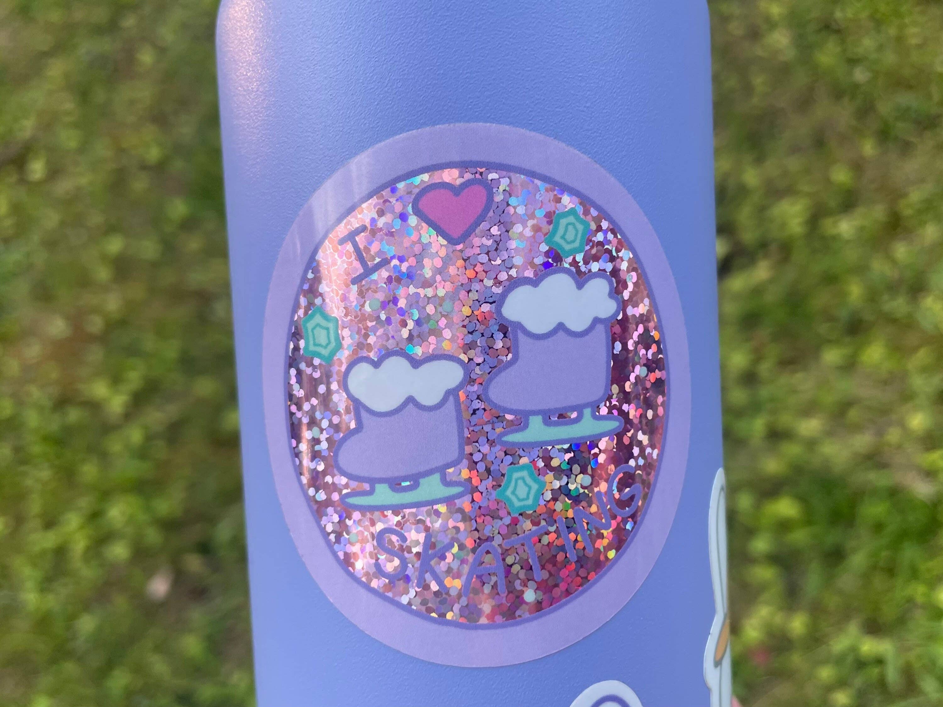 Courtney Elizabeth Studio - Wholesale Sticker - I Heart Skating - Glitter Vinyl Sticker For Figure Skaters3