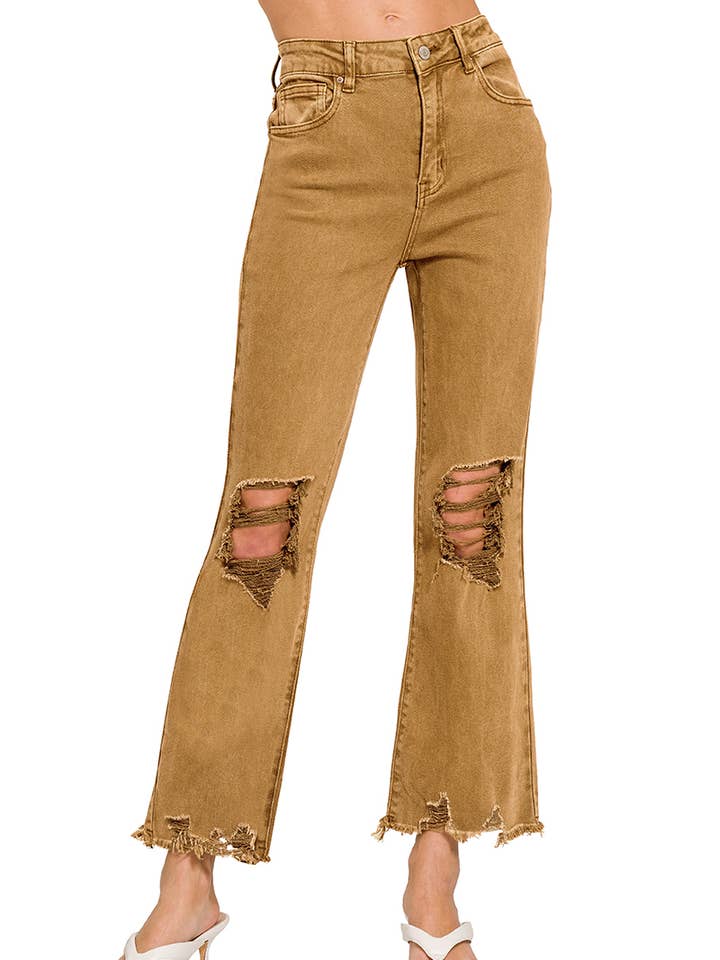 .SI-26017 Acid Washed High Waist Distressed Straight Legged P for wholesale by 42POPS
