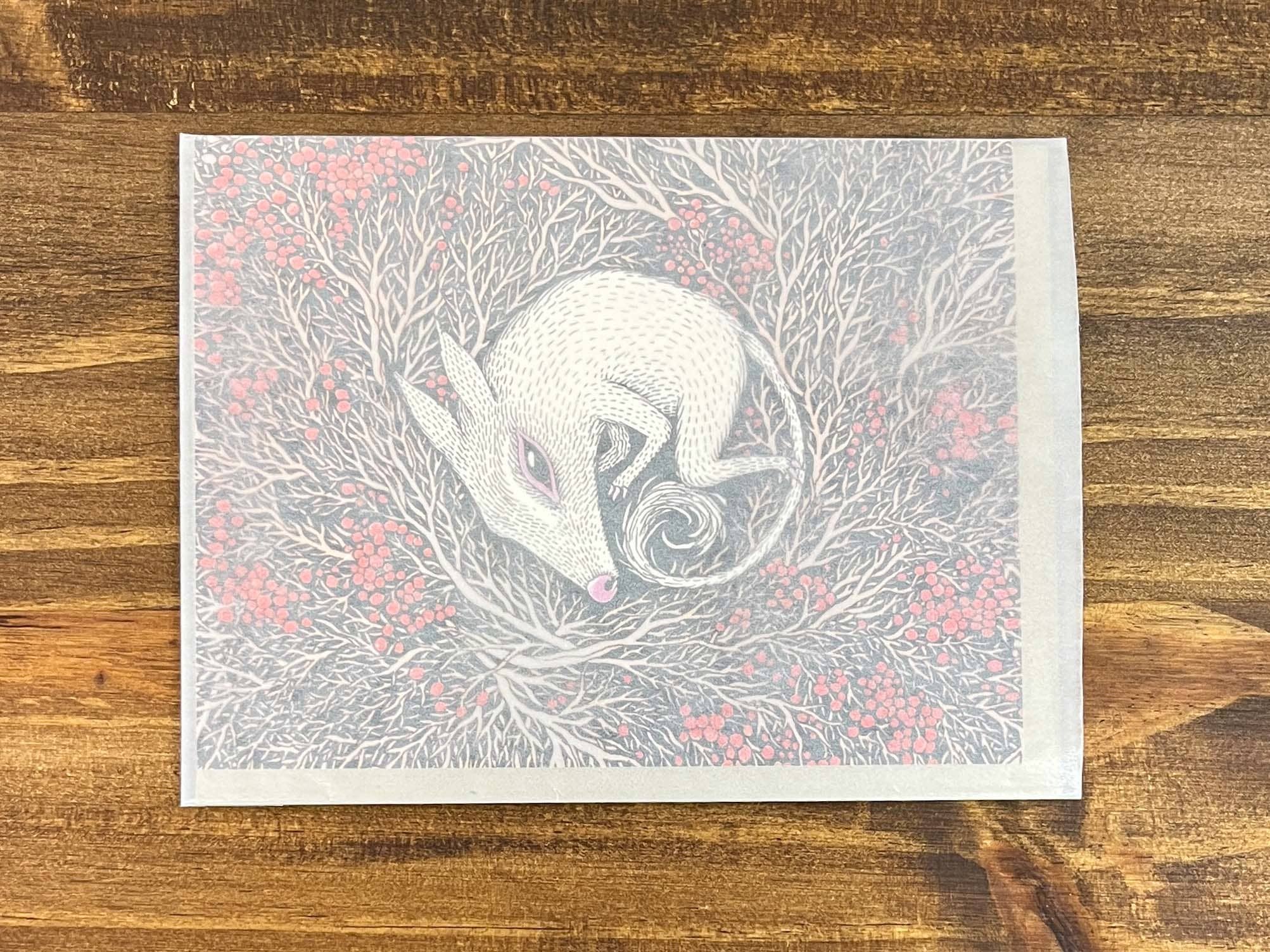 Fox & Comet - Wholesale Stationery/Notecard Set - Curled Creature Note Card 1