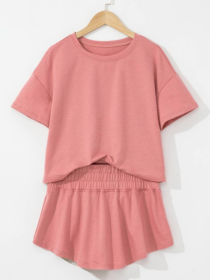 Blossom Cropped Tee and Skort Summer Set for wholesale on Faire