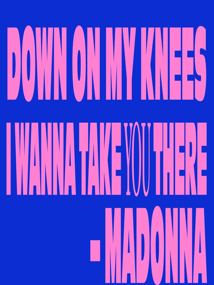 koukou - Wholesale Screen Printed T-Shirt - Women's - Down on my knees I wanna take you there - Madonna