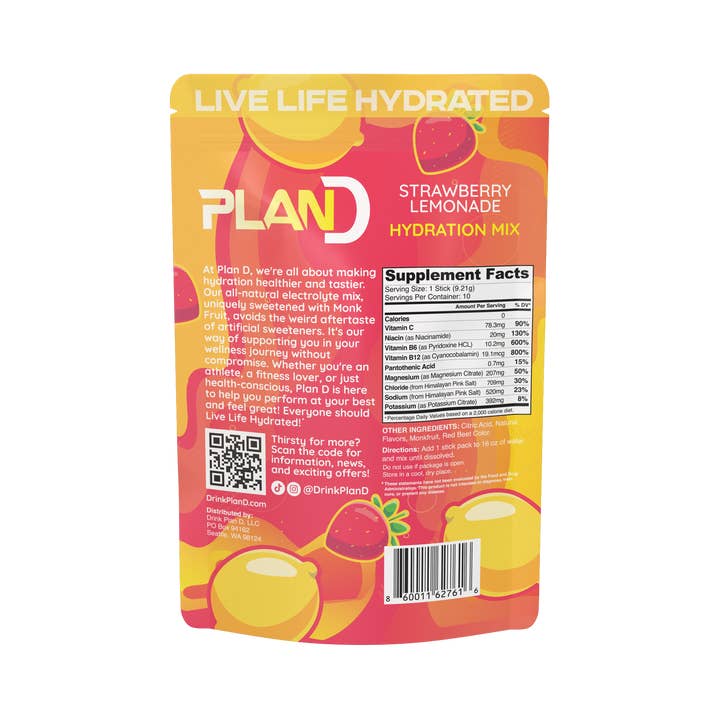 Plan D Hydration Drink - Wholesale Sports/energy drink - Strawberry Lemonade All Natural Rehydration2