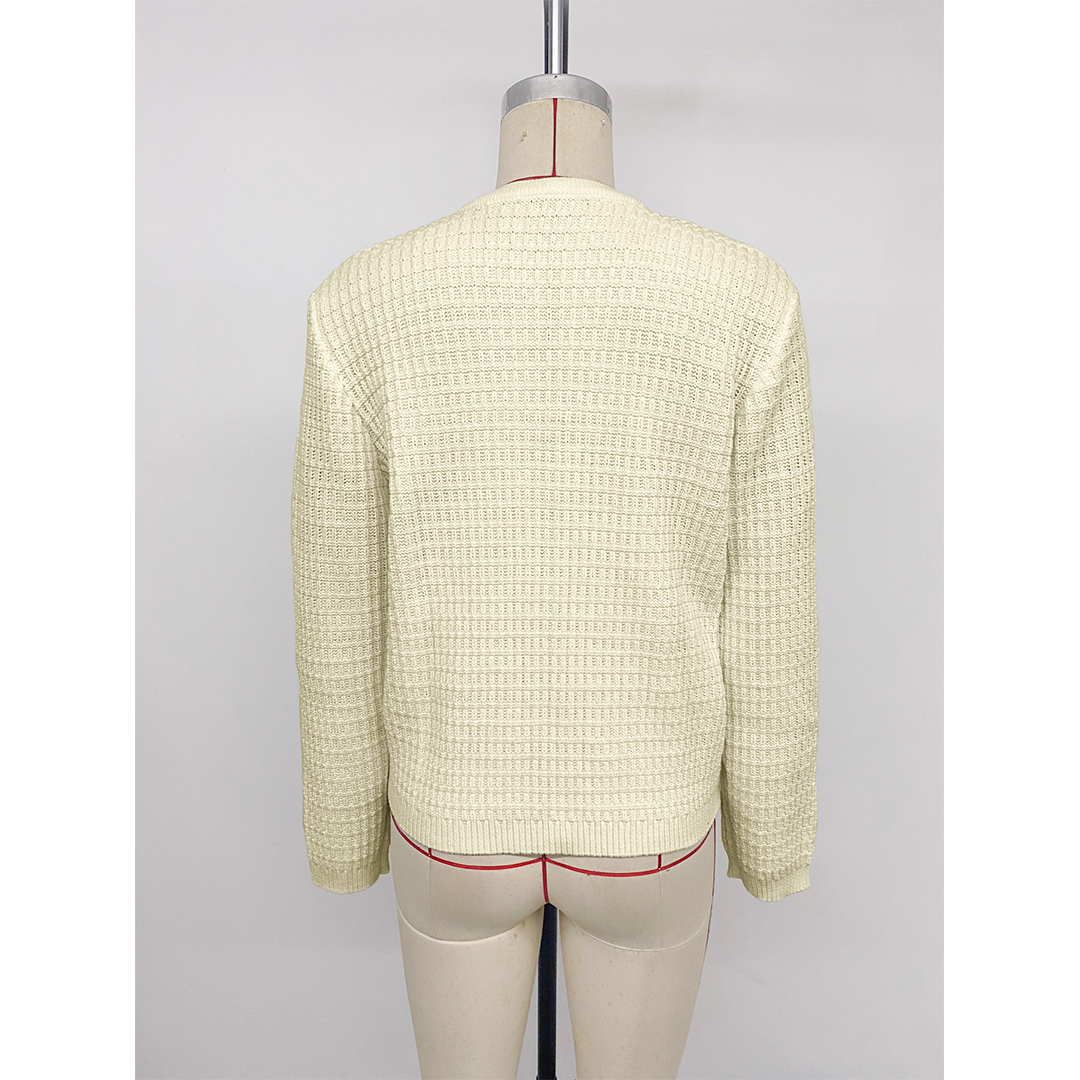 Abrikos Beskåret ensfarvet cardigan-sweater med metal knapper BFZY1717 for engroshandel på Faire8