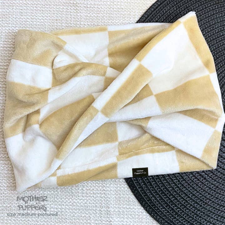 Tan Checkered Scarf for wholesale by Mother Puppers Co.