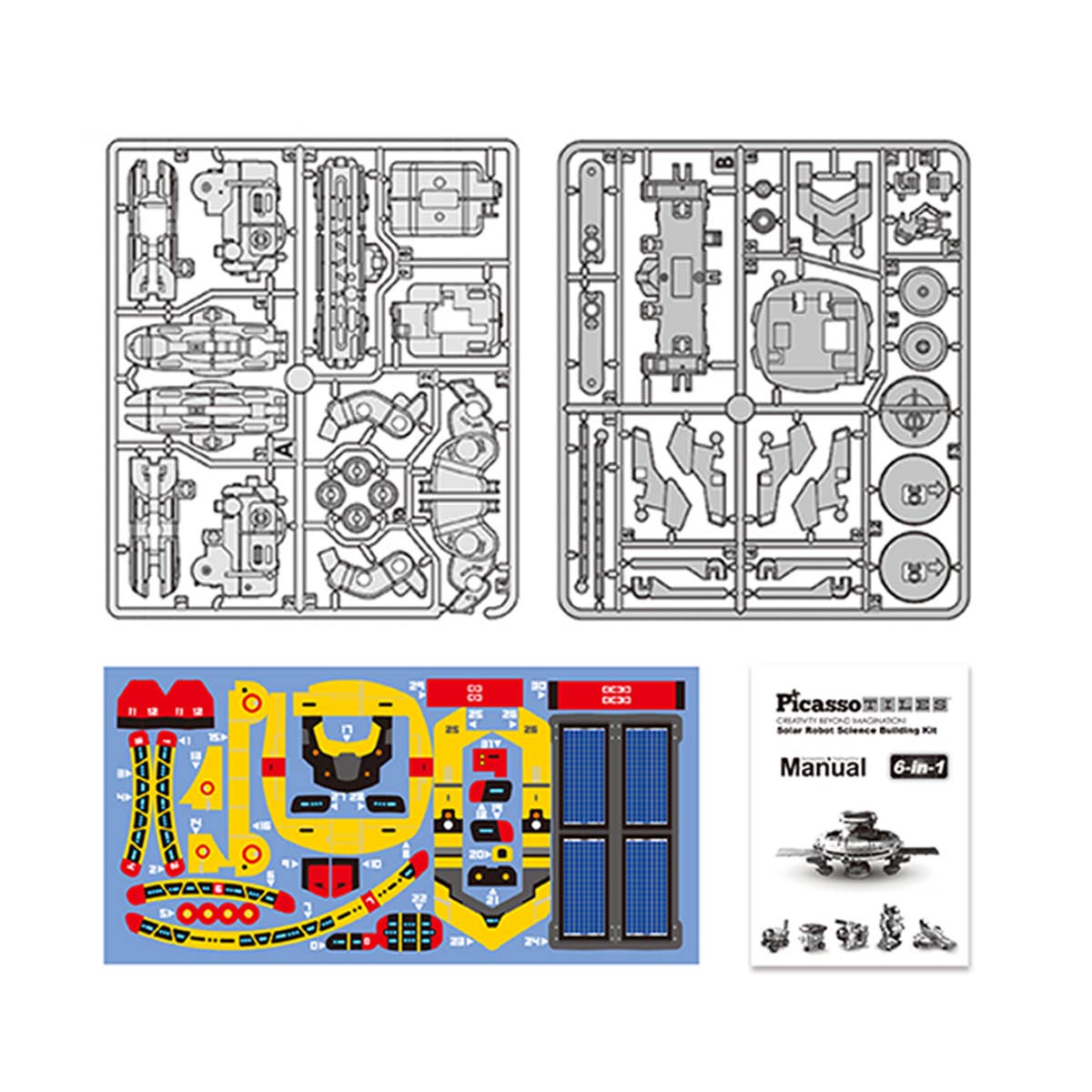 PicassoTiles - Wholesale Toy Set - Kids - PicassoTiles 6-in-1 STEM Kids Solar Powered UFO Robot Kit4