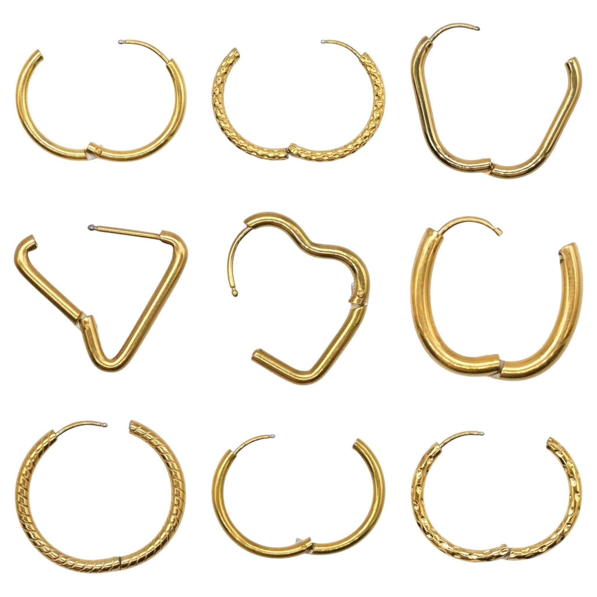 Foliesbijoux - Wholesale Jewelry Set - Set of 5 pairs of stainless steel earrings (10 models available) (Donuts not included)3