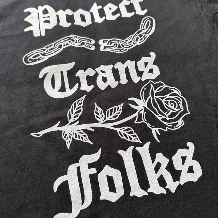 Transfigure Print Co. - Wholesale Screen Printed T-Shirt - Unisex - Protect Trans Folks Shirt (Chain)2