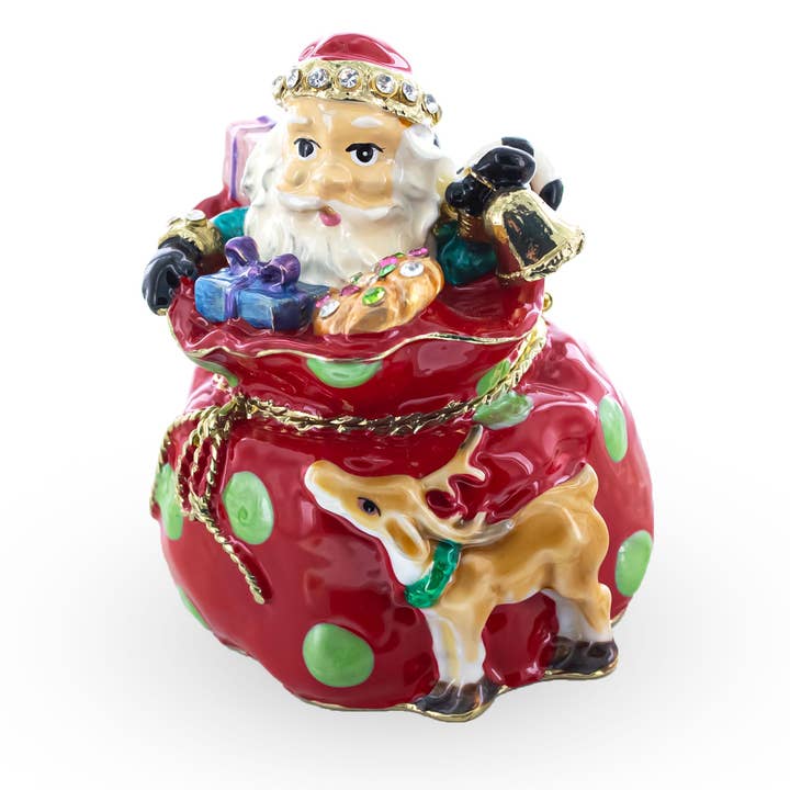 BestPysanky - Wholesale Decorative Figurine - Santa in Gifts Bag Trinket Box Figurine