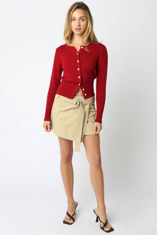 Olivaceous – Großhandel Strickoberteil – Damen – Mekalia Knopf-Stricktop14