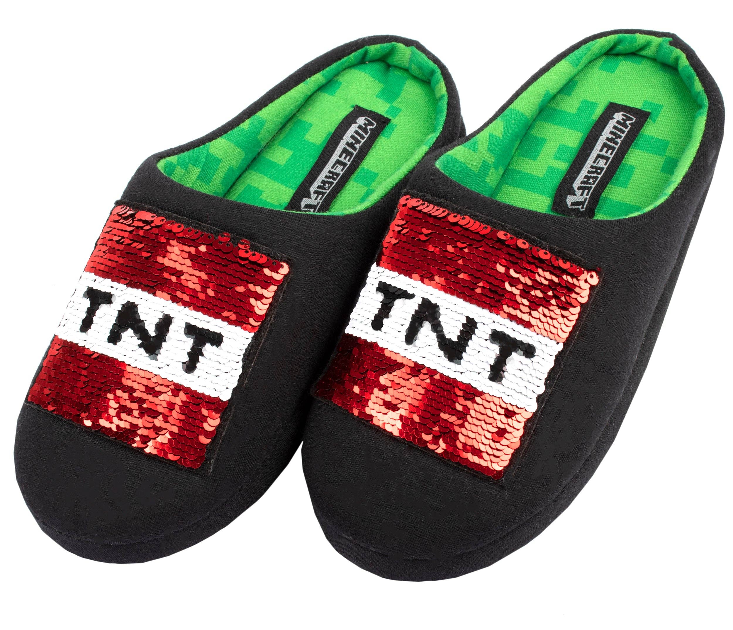 Fringoo Group Ltd - Wholesale Slippers - Kids - Minecraft Sequin Slippers - Creeper & TNT Box1