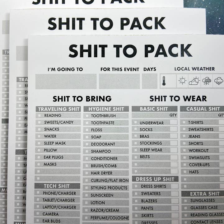 The Red Swan Shop - Wholesale Notepad - Stationery - Shit List - Pack List2