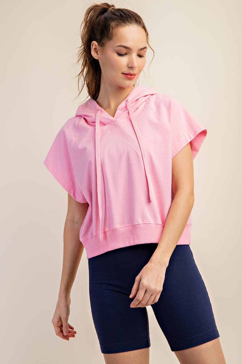 Rae Mode - Wholesale Hoodie - Women's - COTTON LYCRA SHORT SLEEVE HOODIE TOP24