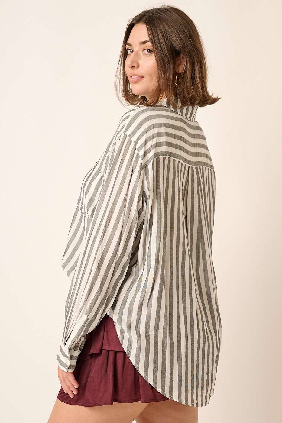 mittoshop – wholesale Buttoned-down shirt – Women's – PLUS STRIPED BUTTON DOWN SHIRT10