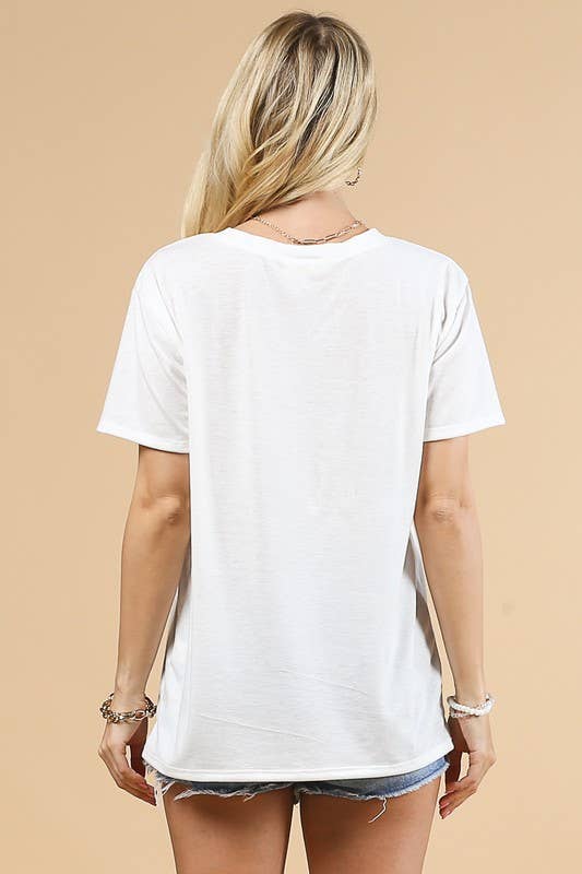 IVOIRE/ROSE T-SHIRT GRAPHIQUE À MANCHES COURTES AV1205-JULES COWGIRL en vente sur Faire9