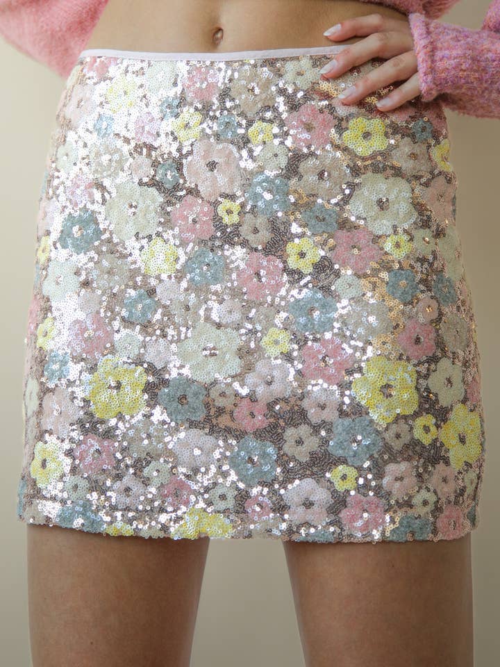 NS50110-Minissaia Floral de Lantejoulas Holiday por atacado de VERY J